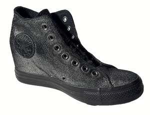 Converse Chuck Taylor All Star Womens Black Metallic Wedge High Top Sneakers US8